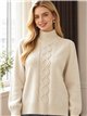 Jersey cuello alto con trenzado vertical