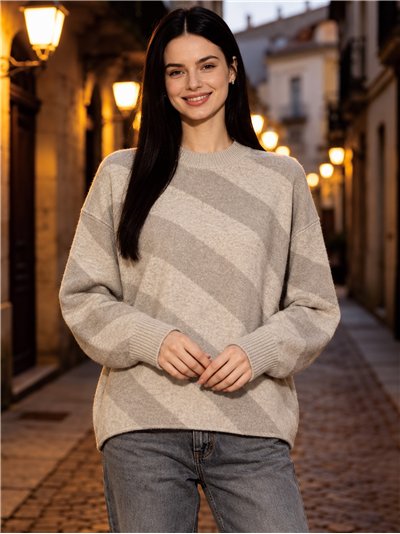 Diagonal gestreifter Pullover