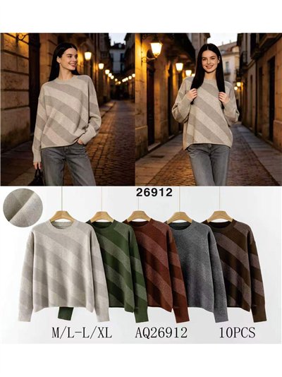 Diagonal gestreifter Pullover 2