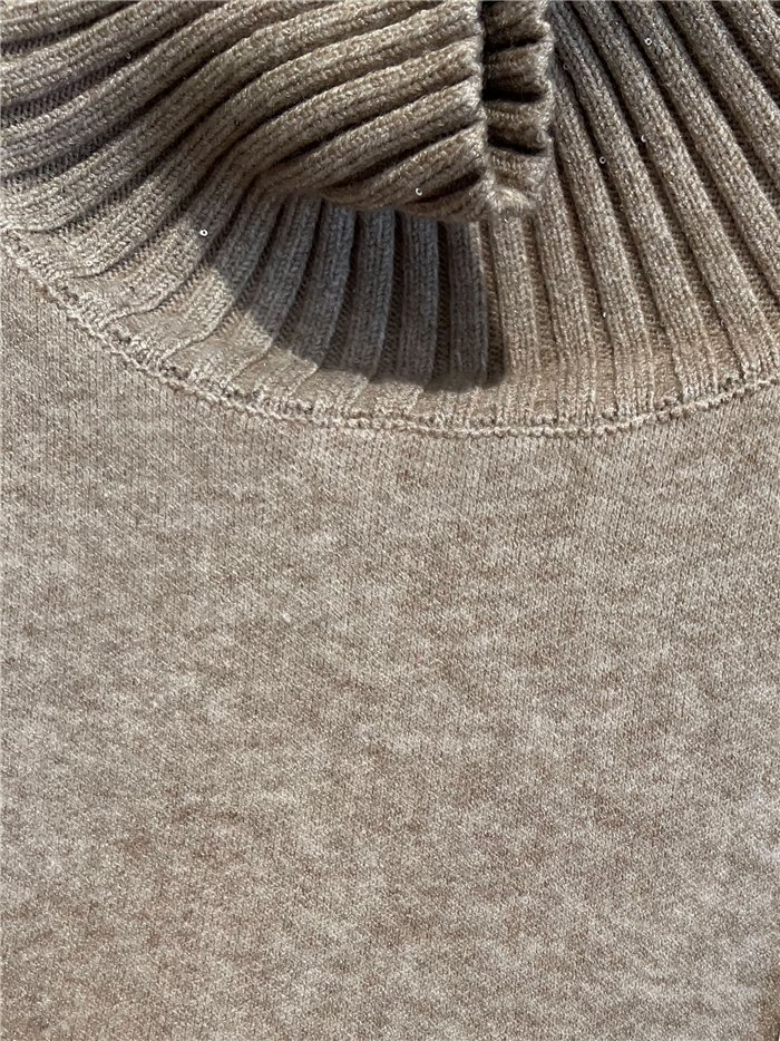 Jersey cuello alto con hombro canalé