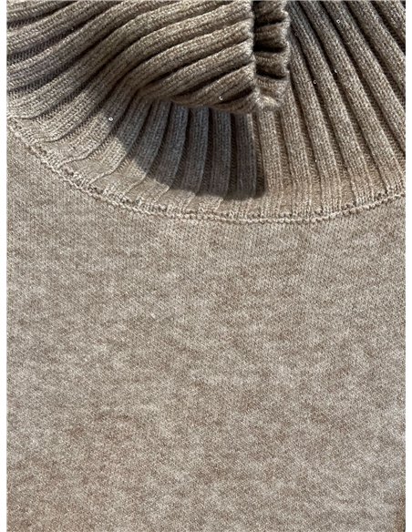Jersey cuello alto con hombro canalé