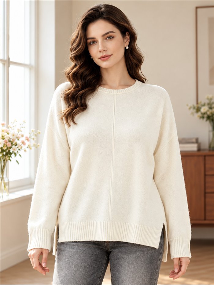 Oversize-Pullover mit Seitenschlitzen