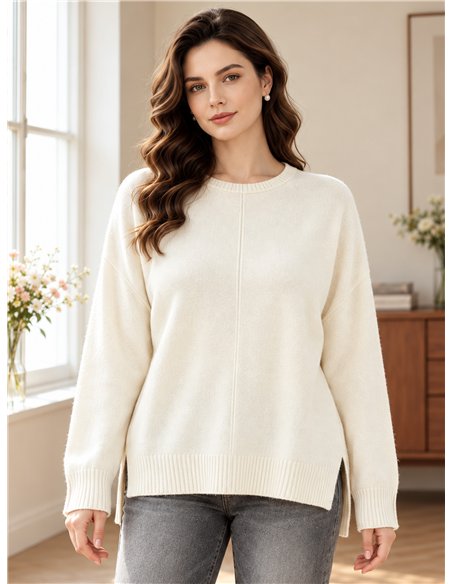 Oversize-Pullover mit Seitenschlitzen