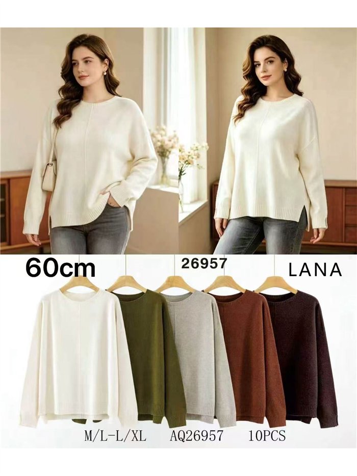 Oversize-Pullover mit Seitenschlitzen