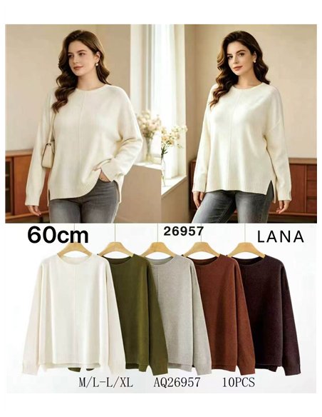 Oversize-Pullover mit Seitenschlitzen