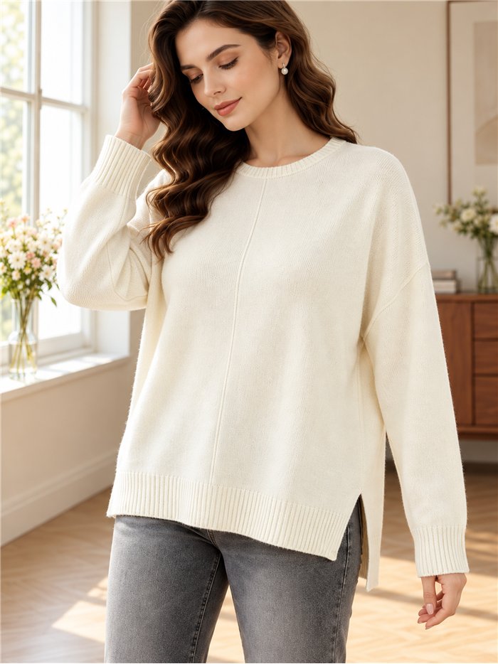 Oversize-Pullover mit Seitenschlitzen