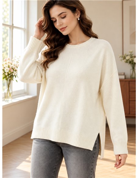 Oversize-Pullover mit Seitenschlitzen