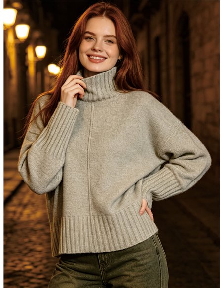 Jersey cuello alto con lana
