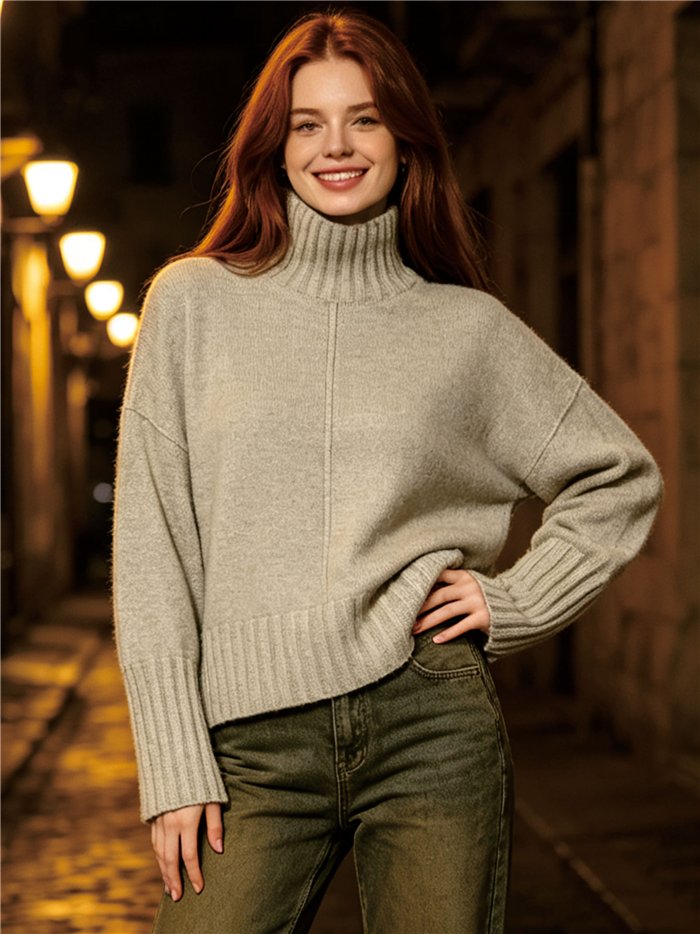 Jersey cuello alto con lana