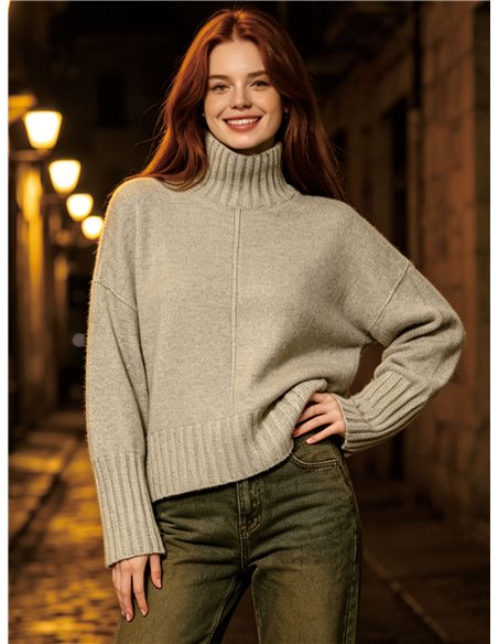 Jersey cuello alto con lana