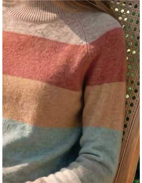 Jersey cuello subido de rayas