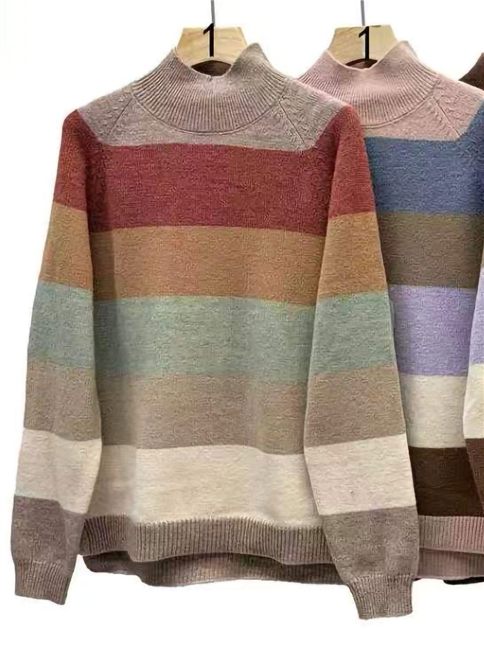Jersey cuello subido de rayas