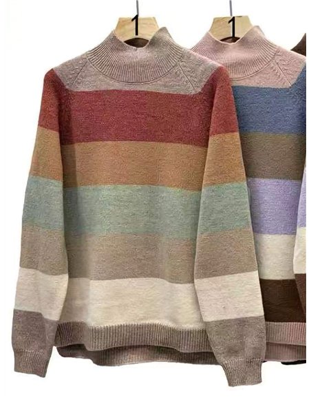 Jersey cuello subido de rayas