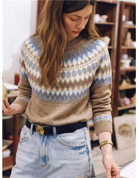Jersey jacquard con cenefa