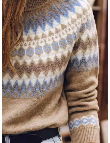 Jersey jacquard con cenefa