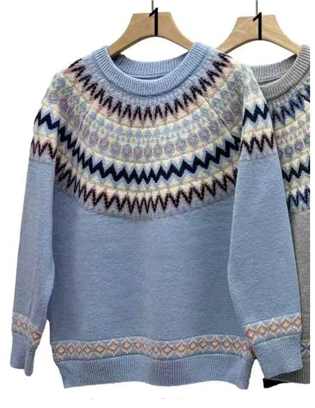 Jersey jacquard con cenefa