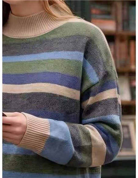 Jersey franjas cuello subido