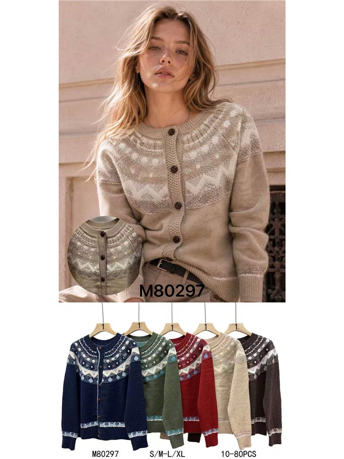 Cardigã nórdico em jacquard