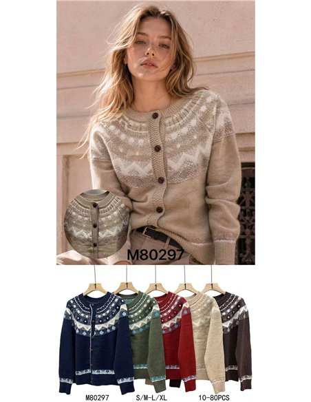Cardigã nórdico em jacquard