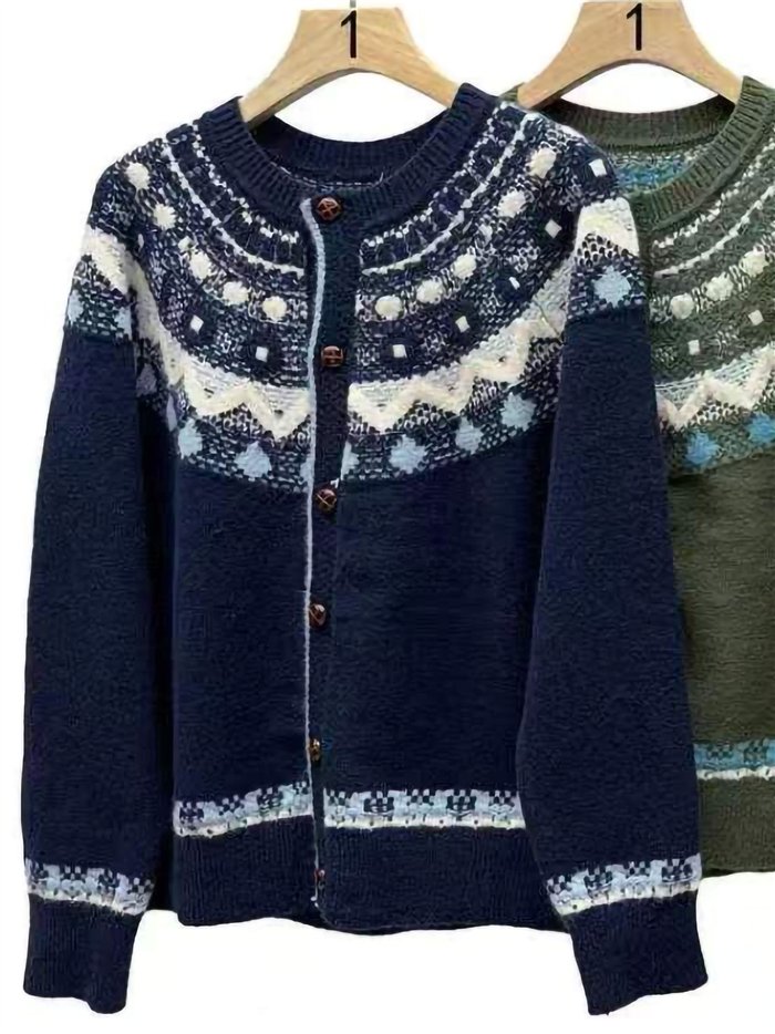 Cardigã nórdico em jacquard