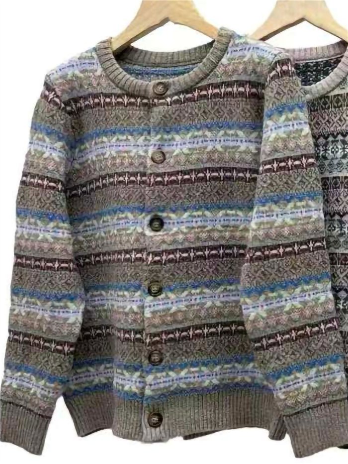 Cardigã jacquard estampado
