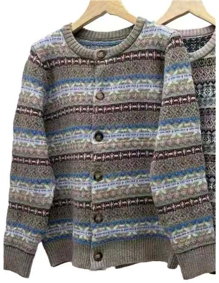 Cardigã jacquard estampado