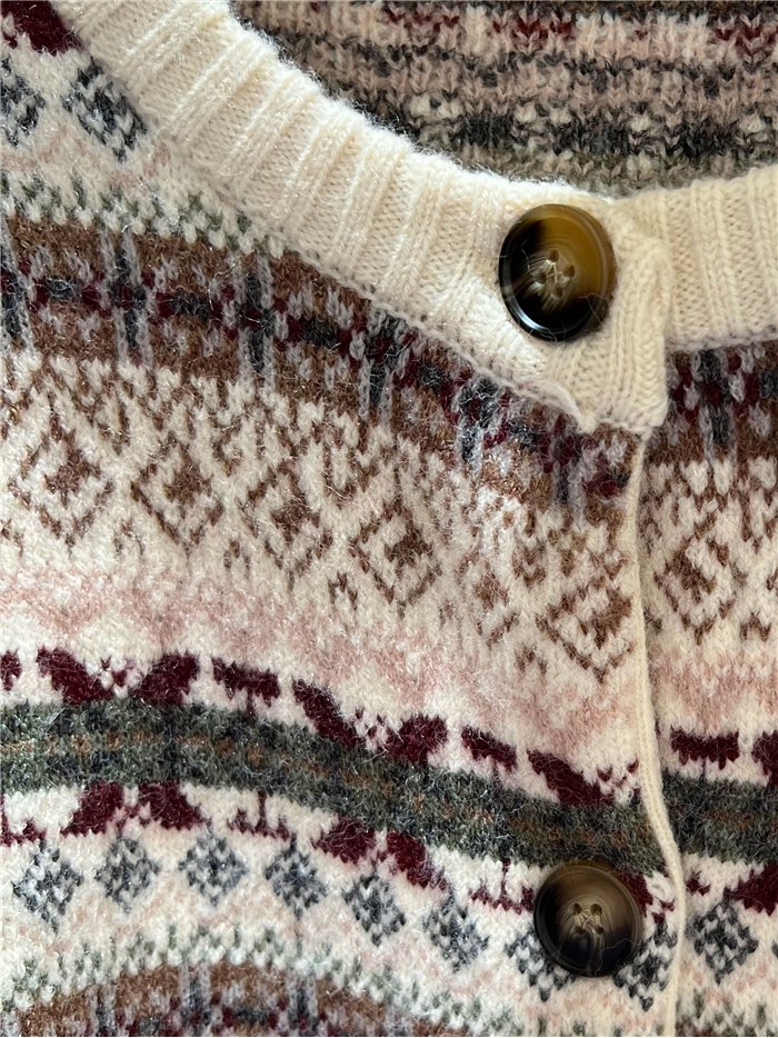 Cardigã jacquard estampado