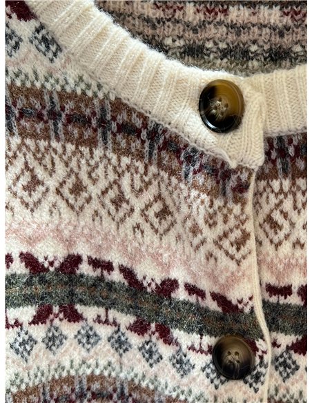 Cardigã jacquard estampado