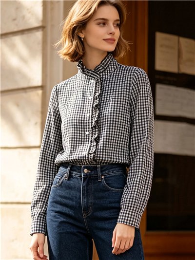 Blusa vichy con volante