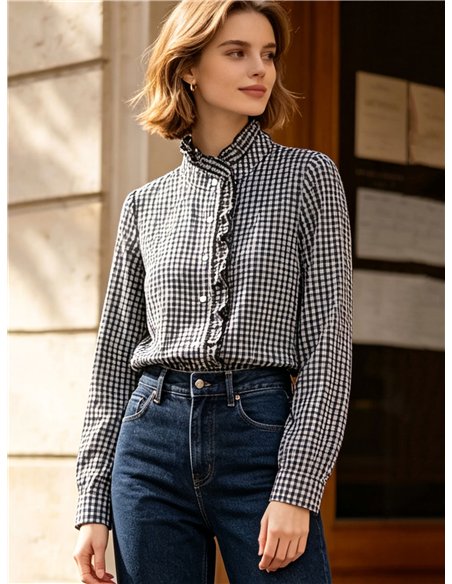 Blusa vichy con volante