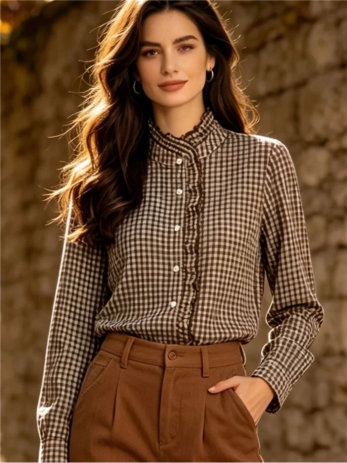 Blusa vichy con volante