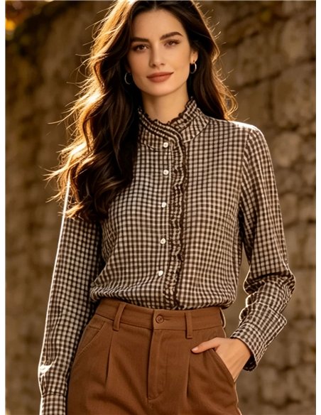 Blusa vichy con volante