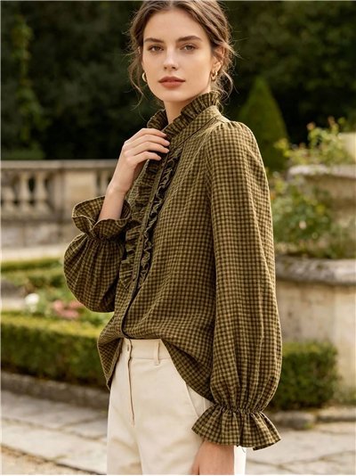 Blusa vichy con volantes