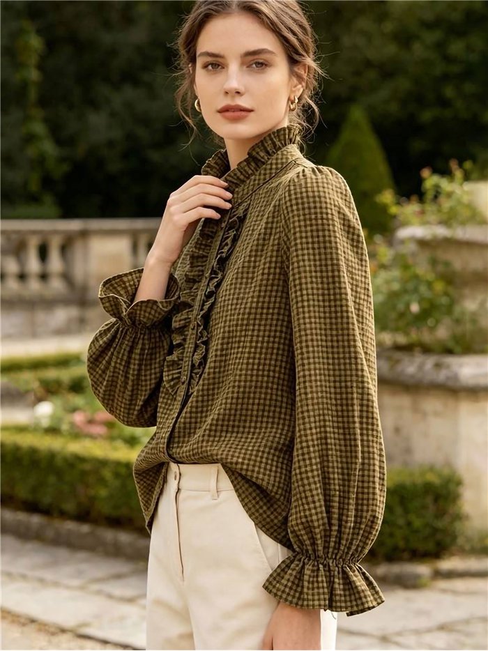 Blusa vichy con volantes