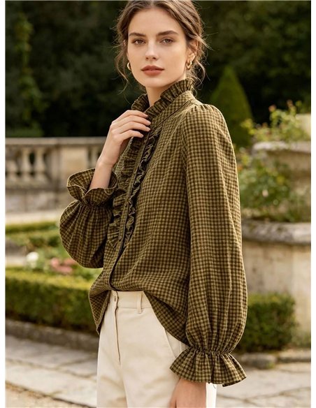 Blusa vichy con volantes