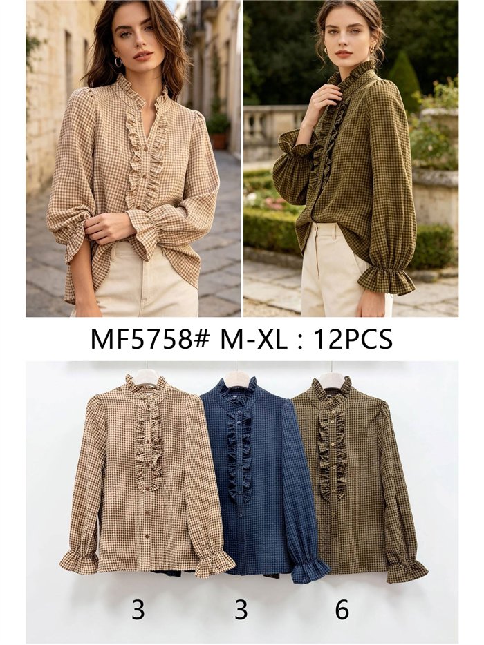 Blusa vichy con volantes
