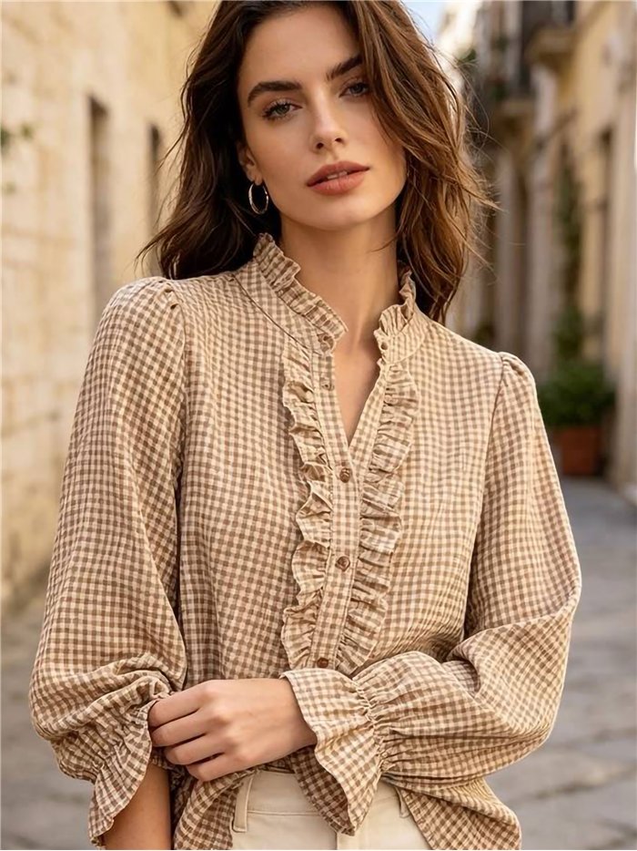 Blusa vichy con volantes