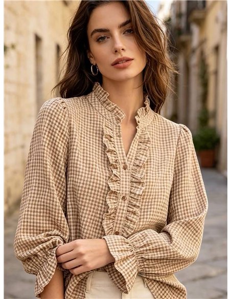 Blusa vichy con volantes