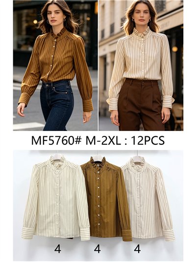 Blusa rayas con cuello volante 2