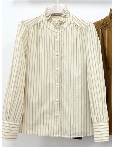 Blusa rayas con cuello volante