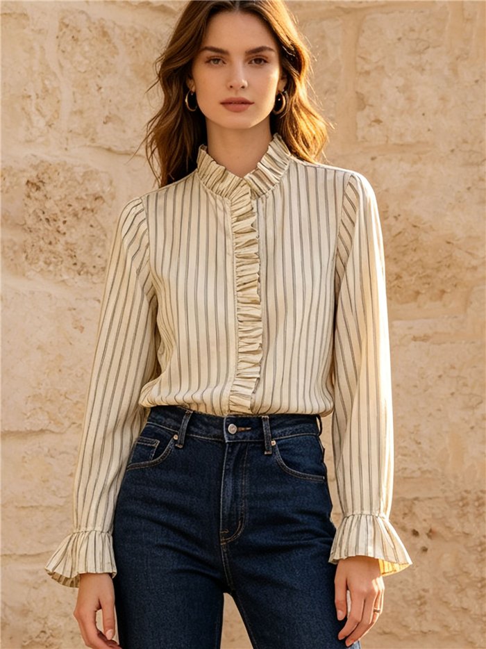 Blusa rayas con volantes