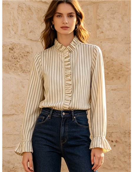 Blusa rayas con volantes