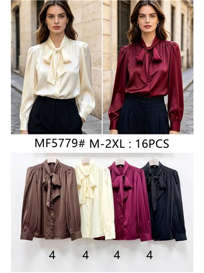 Blusa satinada con lazada 2