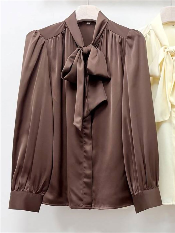Blusa satinada con lazada