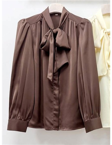 Blusa satinada con lazada