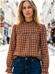 Blusa de cuadros con cuello volante
