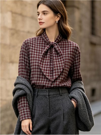 Camisa de cuadros con lazada