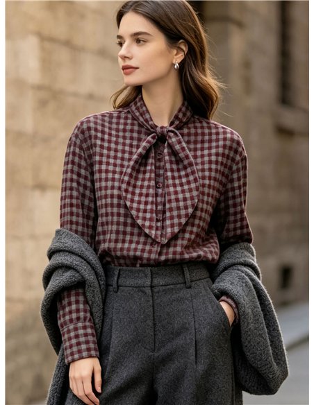 Camisa de cuadros con lazada