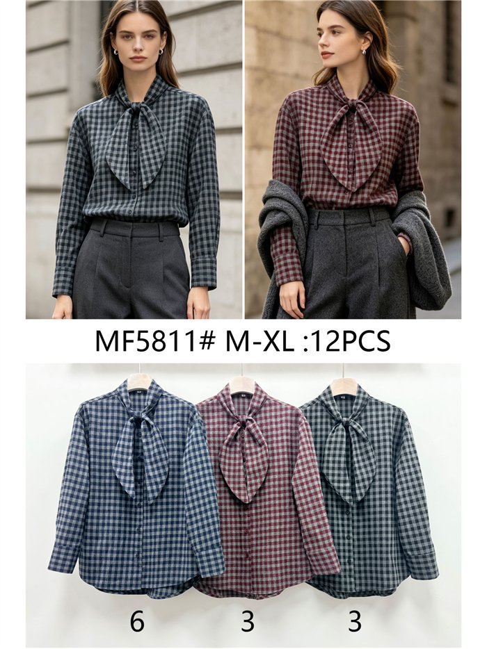Camisa de cuadros con lazada