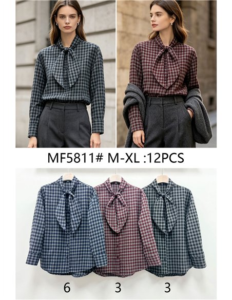 Camisa de cuadros con lazada